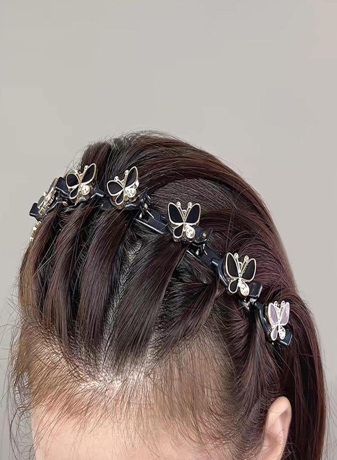 Dwuww Black Butterfly Hairband with Clips Braided Headband Double Bangs Weave Twist Plait Hairstyle Fashion Hairpin Hair Accessories for Women Girls Hair Accessories - Image 3